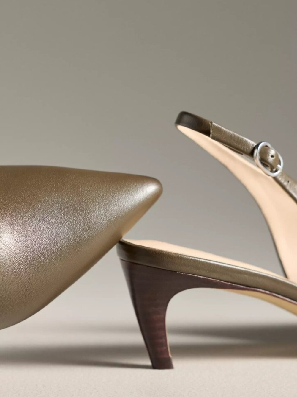 By Anthropologie Pointed-Toe Slingback Pumps heels size 6 green color - Picture 3 of 5